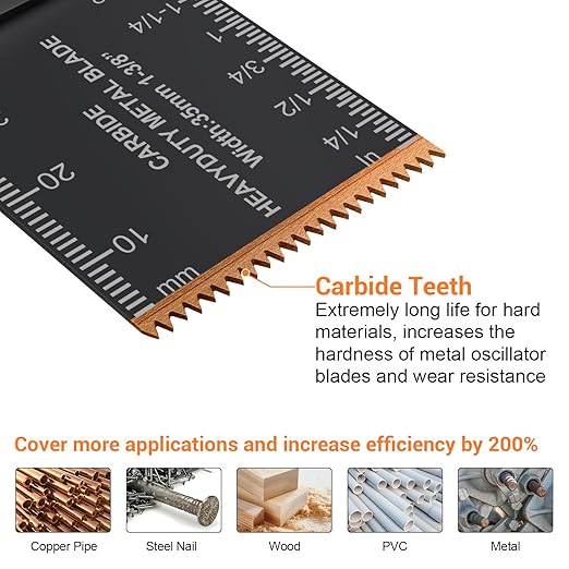 PECHAM 23PCS Titanium & Carbide Multitool Blades Oscillating Tool Saw Blades Heavy Duty for Hard Material, Metal/Steel Nails/Bolts/Screws Fit Most Oscillating Tools
