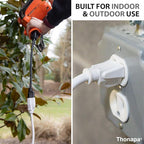 20 Ft Outdoor & Indoor Extension Cord - 16/3 SJTW Weatherproof Water Resistant White Electrical Cable with 3 Prong Grounded Plug - Great for Home Office