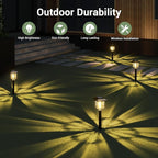 XMCOSY+ Solar Outdoor Lights Waterproof IP65, Solar-Powered Garden/Yard/Pathway Lights with Warm White 2-Tone Bronze-Wood Stainless Steel Design for Landscape Driveway Walkway Decorative