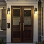 Front Porch Lights Outdoor Wall Lights Exterior Wall Sconce, Matte Black Exterior Light Fixtures with Seeded Glass Farmhouse Outdoor Lighting Fixtures for House Garage Porch Patio, 2 Pack