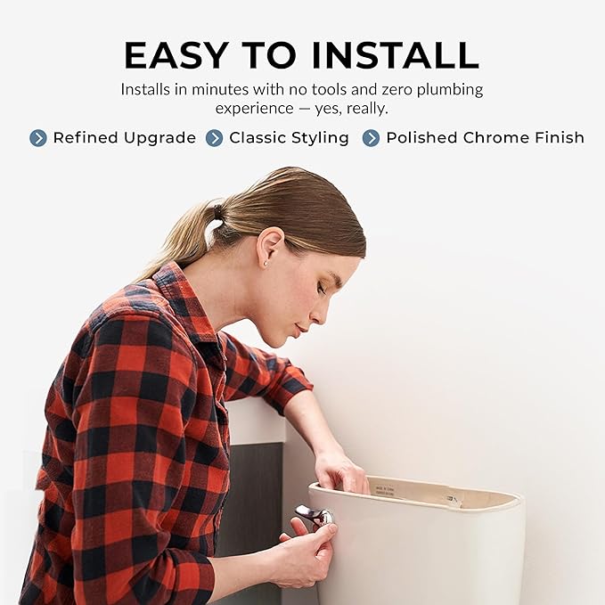 Qualihome Toilet Handle Lever Flush Replacement, Front Mount, Chrome, Universal Fitting