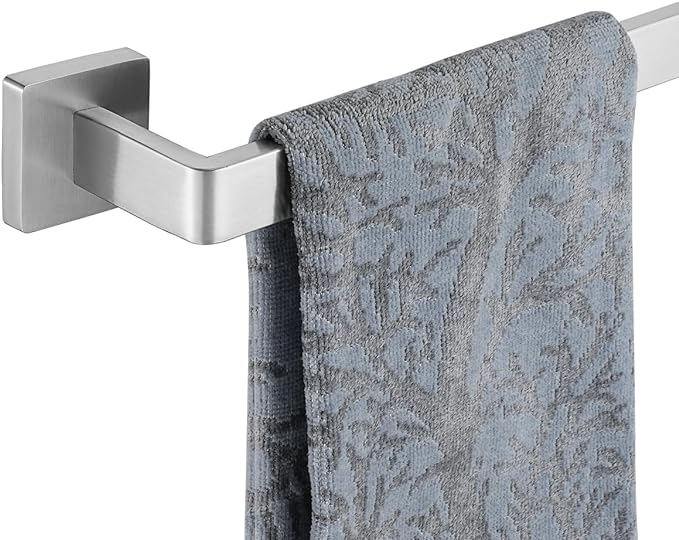 JQK Brushed Towel Bar, Rounded Edges 26.41 Inch Towel Rack, 304 Stainless Steel Bathroom Wall Mount, Useable Length 24 Inch, TB250L24-BN