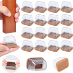 Ezprotekt 16 Pcs Rectangle Clear Silicone Chair Leg Floor Protectors with Felt, Rectangle Chair Leg Caps, Furniture Leg Covers Cups for Chair Table Desk Anti- Scratches (Fit L :1.3-1.7", W: 0.6-0.9")