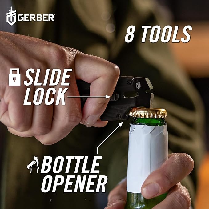 GERBER Gear Prybrid Utility EDC Multitool Pocket Utility Knife - Razor Knife with Retractable Hobby Blade and Pry Bar - Green with Clip