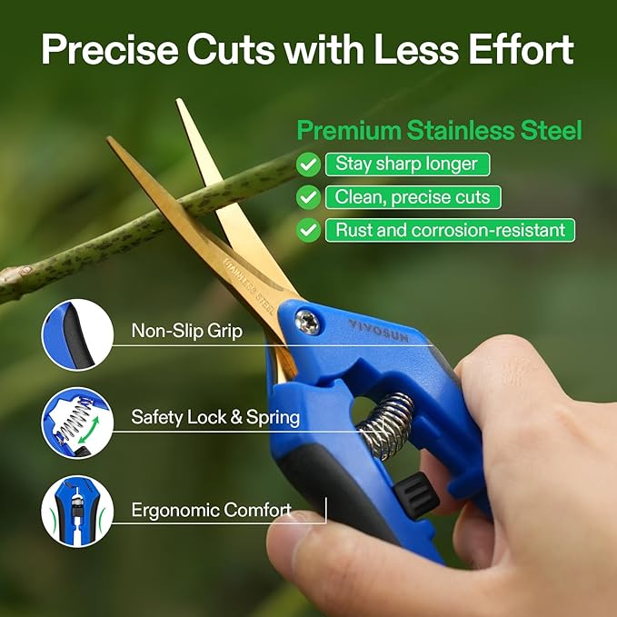 VIVOSUN 12-Pack 6.5 Inch Gardening Scissors Hand Pruner Pruning Shear with Titanium Coated Curved Precision Blades