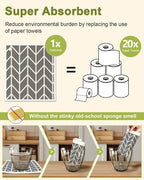 6 Pack Swedish Dishcloths for Kitchen - Reusable Dish Cloths for Washing Dishes Absorbent Cute Funny Kitchen Towels Cleaning Sponge, Grey Checked