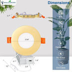 DLLT LED Recessed Ceiling Light: 6 Pack 3 Inch Gold Recessed Lighting