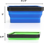 OEMTOOLS 26547 Magnetic Foldable Tray, 2 Pack, Collapsible Tool Organizer Tray Set, Silicone Magnetic Bowls For Holding Nuts And Bolts, Small Parts, DIY Gear, and Supplies, Blue And Green