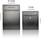 KYODOLED Steel Key Lock Mail Boxes Outdoor, Locking Wall Mount Mailbox, Security Lock Drop Box, Collection Boxes,16.2H x 11.22L x 4.72W Inches, Black X Large