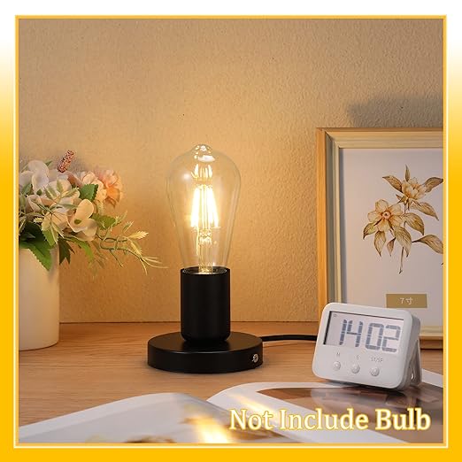 Tuanse 6 Pcs Polished Metal Desktop Lamp E26 E27 Screw Light Bulb Sockets Holder Base Lamp Replacement Base for Holding Bulb 6 Feet Cord on Off Switch Plug(Black)