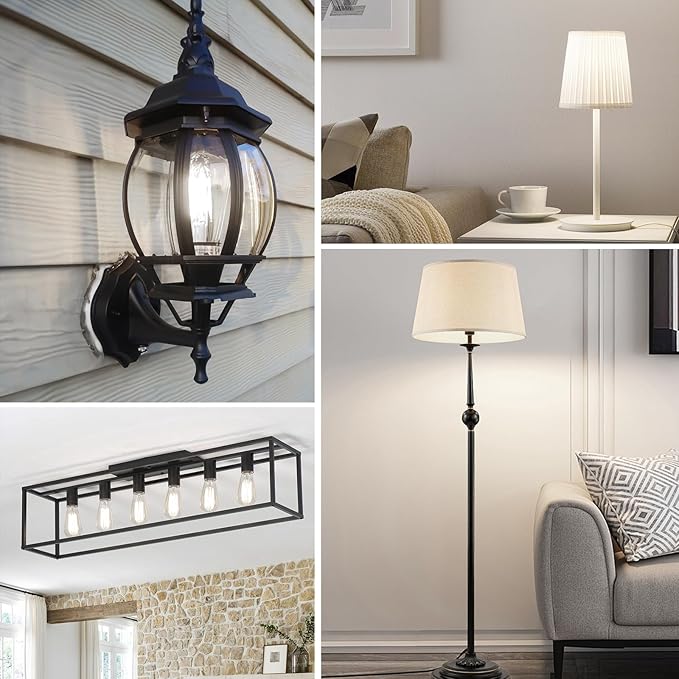 Jensense Edison LED Light Bulbs E26 Bulb 60 watt Equivalent Dimmable Light Bulbs 4000K Natural White Vintage 7W Edison Bulbs 110V 120V 800 Lumen CRI90, 4 Pack