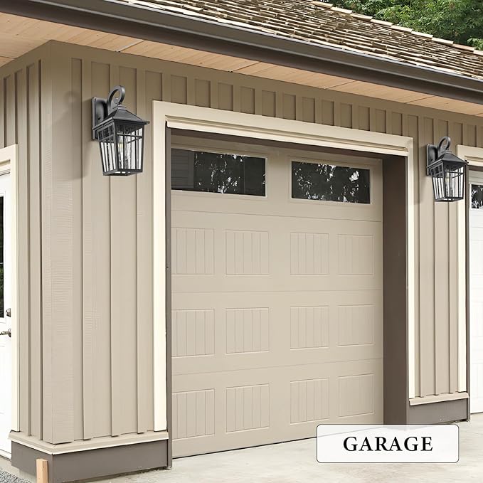 Darkaway Outdoor Wall Lights for House, Exterior Lighting Fixtures Wall Mount Outdoor Porch Lights Waterproof Black Outdoor Sconce Lights with Seeded Glass for Patio Hallway Garage,2 Pack