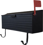 Black Patriotic Metal Wall Mounted Mailbox with Outgoing Mail Flag and Newspaper Hangers