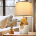 Lamp Shades Set of 2 - Drum Lampshades 11.4" x 12.9" x 9.8" Inches, Fabric Medium Replacement Lampshades for Table Lamp, Floor Lamp, Assembly Required, Spider,Linen