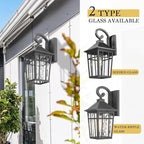 Darkaway Outdoor Wall Lights for House, Exterior Lighting Fixtures Wall Mount Outside Porch Lights Waterproof Black Outdoor Sconce Lights with Water Ripple Glass for Patio Garage Front Door