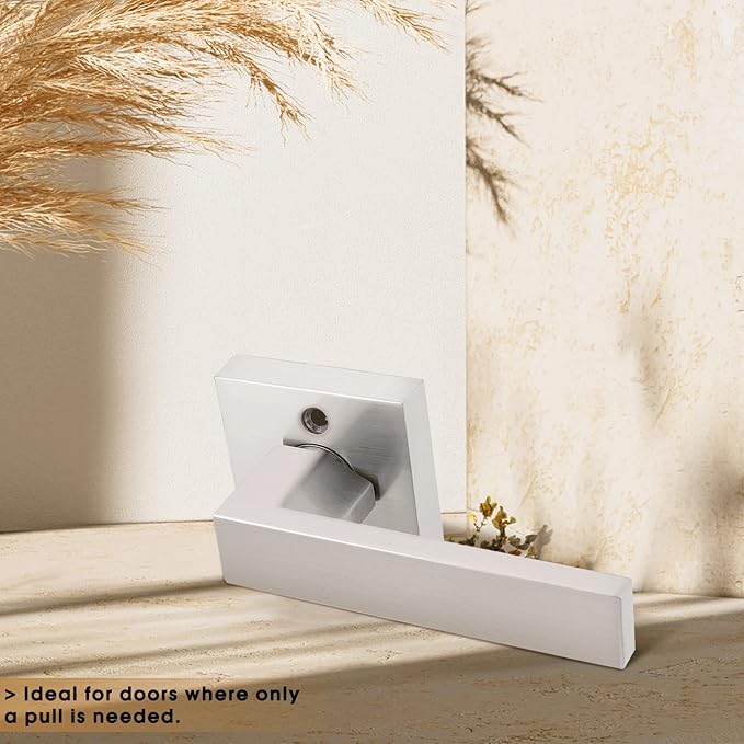 Gobrico Square Inactive Door Levers Closets French Doors Handles in Satin Nickel 6 Pack Heavy Duty Dummy Levers (Right-Handed Left-Handed Door Locksets)