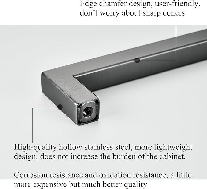Ancient Grey Cabinet Pulls 17-5/8 Inch Hole Centers(448mm), Long Cabinet Handles Square Drawer Pulls 10 Pack, Stainless Steel Wardrobe Handles