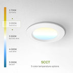 ASD LED Recessed Lighting 4 Inch, Round Commercial Downlight, Mini Panel with Baffle Trim, 4" 12W 120-277V CCT Selectable 2700/3000/3500/4000/5000K, Dimmable Ceiling Light Fixture, White, ETL