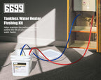 Tankless Water Heater Flushing Kit Includes 1/4HP Submersible Utility Pump with Two Plastic Adapters & 3 Gallons Pail with Bucket Lid Opener & Two 1/2” X 6’ PVC Hoses with Washers Easy to Clean