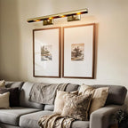 Picture Light, 30in Hardwired Picture Lights for Wall, Dimmable Wall Sconces Poster Light, Brass 4 Lighting for Paintings Frames Art Display Gallery Bedroom Living Room-Included Bulbs(Gold)