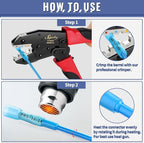 Sopoby Crimping Tool For Heat Shrink Connectors with 210PCS Marine Grade Heat Shrink Butt Connectors of Tinned Red Copper - Electrical Crimping Tool - 20-10 AWG