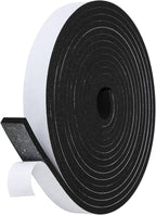 Weather Stripping Door Seal Strip- 1 Inch X 1/4 Inch X 16Feet, Strong Adhesive, Lightproof, Soundproof, Weatherproof Foam Tape Insulation for Sliding Door, Front Door Frame, Windows- Black