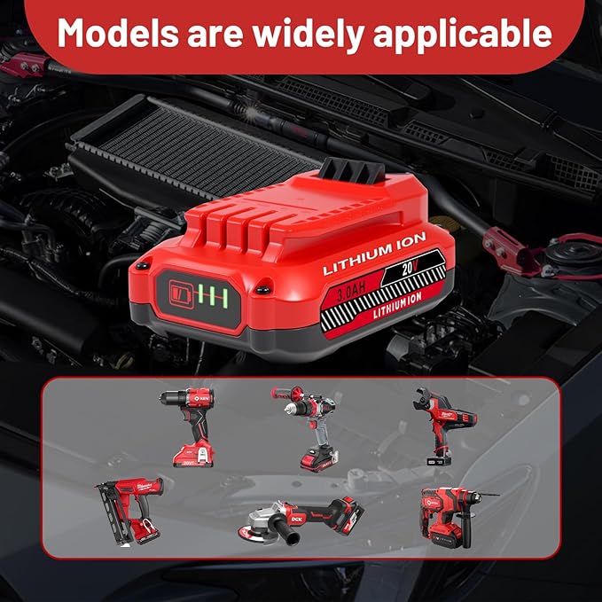 Upgrade 2-Pack 3.0Ah Batteries Replacement for Craftsman 20V Battery Compatible with Craftsman CMCB205 CMCB204 CMCB206 CMCB202 CMCB201 20V Cordless Power Tools﻿