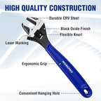 WORKPRO 4-piece Adjustable Wrench Set, 6-Inch & 8-Inch & 10-Inch & 12-Inch Wrenches, Wide Jaw Black Oxide Wrench, Metric & SAE Scales, Cr-V Steel, for Home, Garage, Workshop