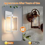 2 Pack White Exterior Lighting Fixtures Wall Mount, Outside Front Porch Lights for House, Outdoor Lantern Lamp, Waterproof Wall Sconce Lights, Coach Light for Garage Entryway