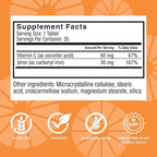 Celebrate Vitamins Bariatric Iron with Vitamin C Non-Chewable Tablets, 30 mg Iron - 90 Count