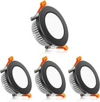 2 Inch LED Downlight, Recessed Lighting Dimmable Ceiling Light, 3W, 4000K Natural White, CRI80 with LED Driver(35W Halogen Equivalent), Black 4 Pack