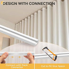 16.1FT Self Adhesive Ceiling Curtain Track No Drill, Curtain Track Ceiling/Wall Mount, Unbendable & Cuttable Track Curtain Rod for RV, Windows, Living Room, Bedroom