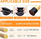 Ezprotekt 24 Pcs Round Silicone Chair Leg Floor Protectors with Felt, Floor Protectors for Chair, Felt Furniture Pads, Chair Leg Caps Cover, Bar Stool Leg Floor Protectors (L Fit: 1.1" - 1.3", Black)