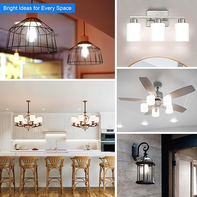 Kawaya E26 LED Edison Bulbs: 12-Pack 8W Equivalent 80W Dimmable LED Bulbs - Vintage ST58 5000k Daylight White - 800 Lumens High Brightness Bulbs with 90+ CRI - Clear Glass