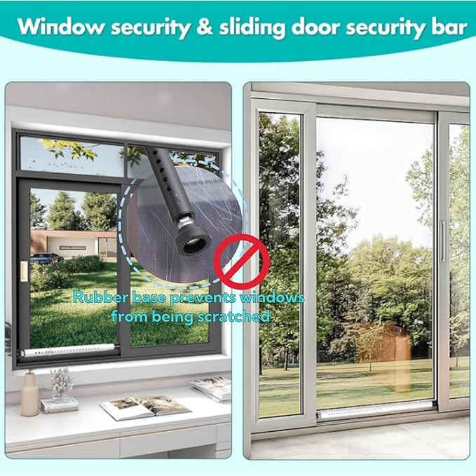 Window Security Bar, 2-in-1 Adjustable 17.9 to 51 Inch Slidingdoor Security Bar Security Bar for Home Pet Children Women Security Balcony Sliding Door Patio Door Security Apartment Window Black