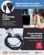 Iron Forge Cable 2 Pack 25 Ft Black Extension Cord with 3 Outlets - 16/3 SJTW 25 Foot Extension Cord 3 Prong, Weatherproof Power Cable for Outdoor