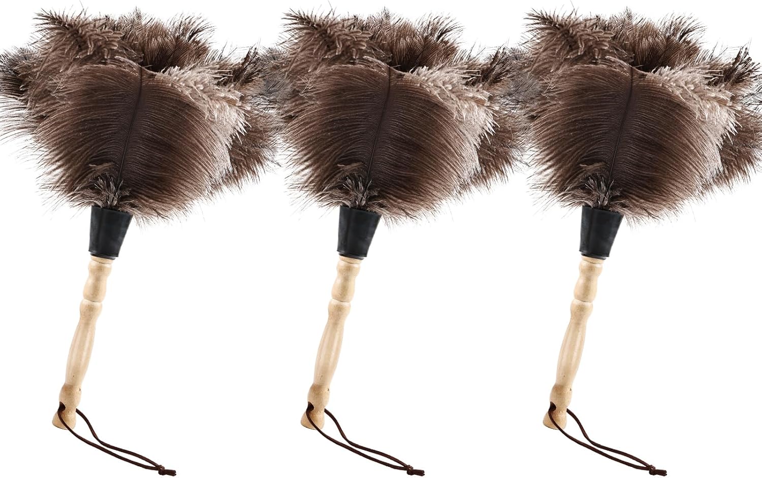 Ostrich Feather Duster 14" Natural Handheld Reusable Feathers Dusters with Wooden Handle for Cleaning Supplies Home Car Office(3PCS)