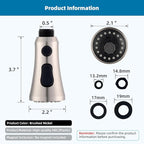 Hibbent Pull Down Kitchen Faucet Head Replacement, 3-Function NSF/ANSI/CAN 61 & CUPC Certified Sink Spray Nozzle, 15 Adapters, Compatible with Moen, Delta, Kohler Faucets, Brushed Nickel