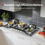 GASLAND 36 Inch Gas Cooktop, PRO GH2365SF 5 Italy Sealed Burner Propane Stovetop, NG/LPG Convertible Gas Cooktops, Plug-in with Thermocouple Protection, Stainless Steel