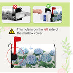 Hydrangea Flowers Magnetic Mailbox Cover Spring Summer Blue Floral Mailbox Covers Standard Size 18 x 21 Inch Outdoor Letter Post Box Wraps for Garden Yard Home Decor