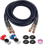 12 FT Air Line Hose Assembly with 1/2" NPT Swivel Fitting Straight Heavy Duty Power Hoses Set Spring Guard Grips DOT Fittings on Both Ends with Glad Hands Set for Semi Truck Trailer Tractor