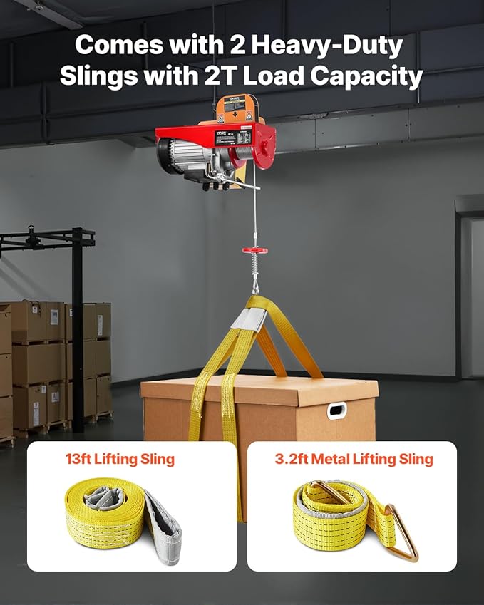 VEVOR Electric Hoist 1760lbs with 14ft Wired Remote Control, Electric Hoist 110 Volt with 40ft Single Cable Lifting Height Motor, for Garage Warehouse Factory