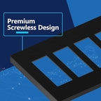 LIDER Matte Finish Quadruple Decorator Switch Cover, Screwless Wall Plate, Mid-Size 4-Gang 4.88" x 8.58", Polycarbonate Thermoplastic, UL Listed, LSWP-34M-BK2P, Black, 2 Pack