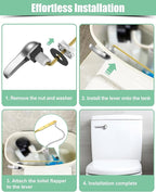 Toilet Flush Handle Replacement Kit: Front Universal Toilet Bowl Replacement Kit, Toilet Repair Kit Inside Tank Chain Flusher Handle Lever Replacement Parts Compatible with American Standard Mansfield