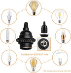 8 Pack E26 E27 Light Sockets, Black Medium Screw Base with Shade Ring, Retro Period Style Edison Lamp Holder, Replacement DIY Making Light Bulb Socket Cover Pendant Lamp Holder Keyless Lamp