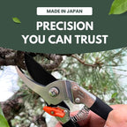 Saboten 7.9-Inch Bypass Pruning Shears, Fluorine-Coated High-Carbon Steel Blade, Ergonomic Non-Slip Grip Hand Pruner, Made in Japan, forest Originals