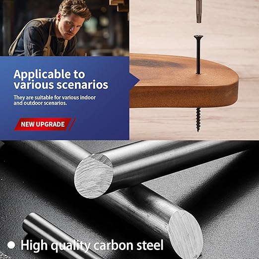 #8 x 3/4" Deck Screws (552Pcs) 2lb. Exterior Wood Screws. Carbon Steel, Black, Flat Head, Rust Resistant epoxy Coated, with T25 Star Bit