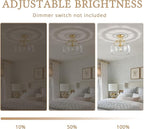 Industrial Round Chandelier Rustic Ceiling Light Fixture Farmhouse Pendant Light with Clear Glass Shade for Dining Room Hallway Entryway Kitchen Bedroom, Gold