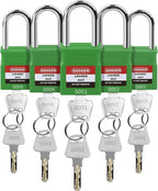 Lockout Tagout Locks - 5 Pack Green Loto Locks, Keyed Differ Padlock OSHA Compliant Lock Out Tag Out Lock, Safety Padlocks for Electrical Lockout Tag Out Kits