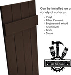 Board & Batten Vinyl Shutters (1 Pair) | 14.5"x43" (4-Board) - Coffee Bean | Exterior Window Shutters | Includes Mounting Hardware | Simple Installation | Made in USA